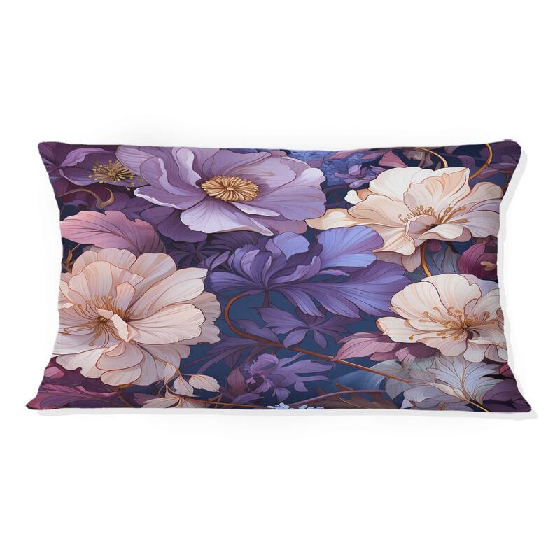 Designart "Wonderland Purple Flowers I" Floral Printed Throw Pillow