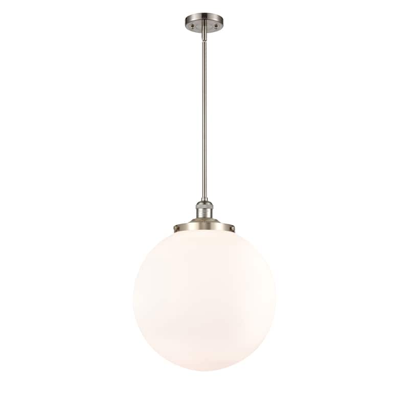 Innovations Lighting Franklin Restoration Beacon - 1 Light 16" Stem Hung Pendant - Matte White/Brushed Satin Nickel