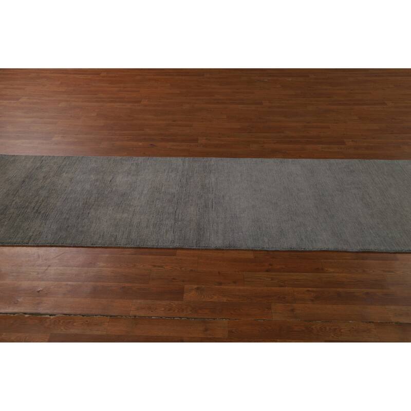 Contemporary Gabbeh Runner Rug Hand-Knotted Wool Carpet - 2'8"x 9'5"