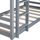 preview thumbnail 20 of 56, Rubber Wood Detachable Triple Twin Bunk Bed with Two Built-in Ladders,Guardrails,Kids and Baby