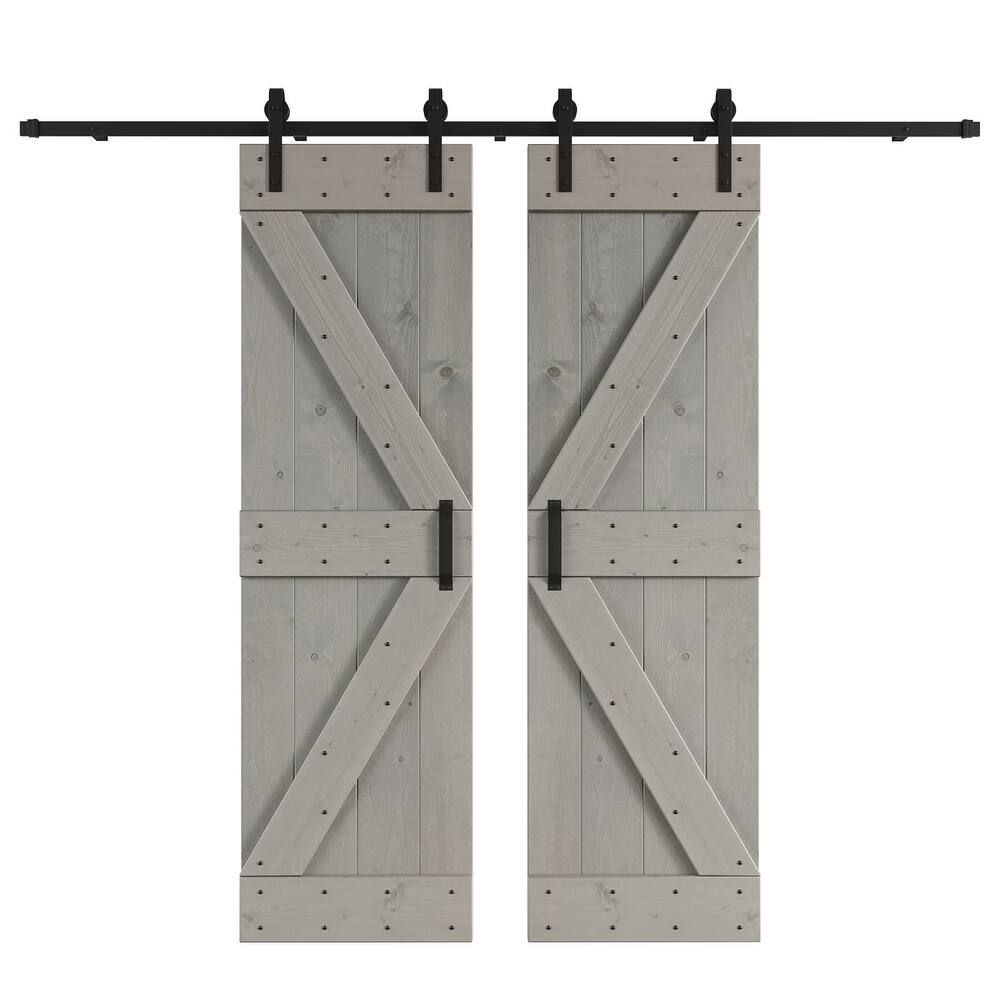 Coast Sequoia 48in/60in/72in/76in/84in x 84in K Series Pine Wood Double Sliding Barn Door With Hardware Kit
