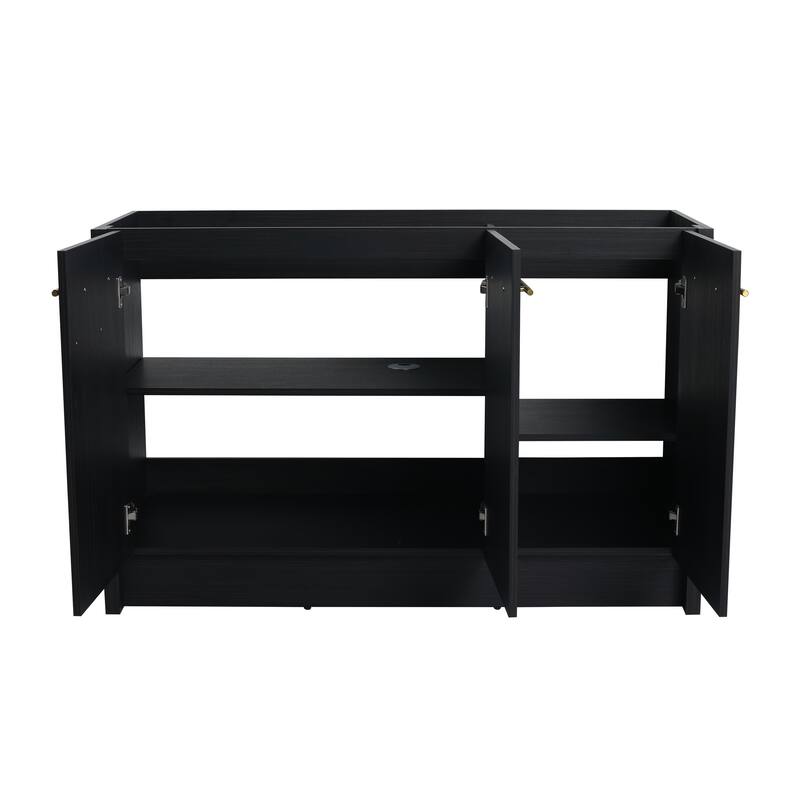 24" Bathroom Vanity with Soft-Close Doors and Spacious Storage, Black Chestnut Finish, Freestanding Design, Vanity Base Only