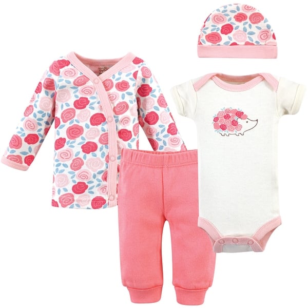 slide 1 of 1, Touched by Nature Baby Girl Organic Cotton Preemie Layette 4pc Set, Rosebud, Preemie - Rosebud Preemie - Rosebud
