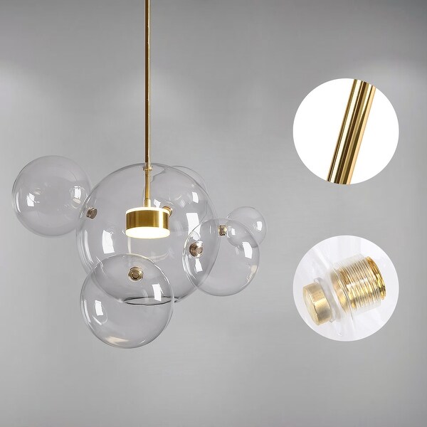 Oyipro Modern 1 Light LED Soap Bubble Pendant Lighting Brass 18.11 inch Gold