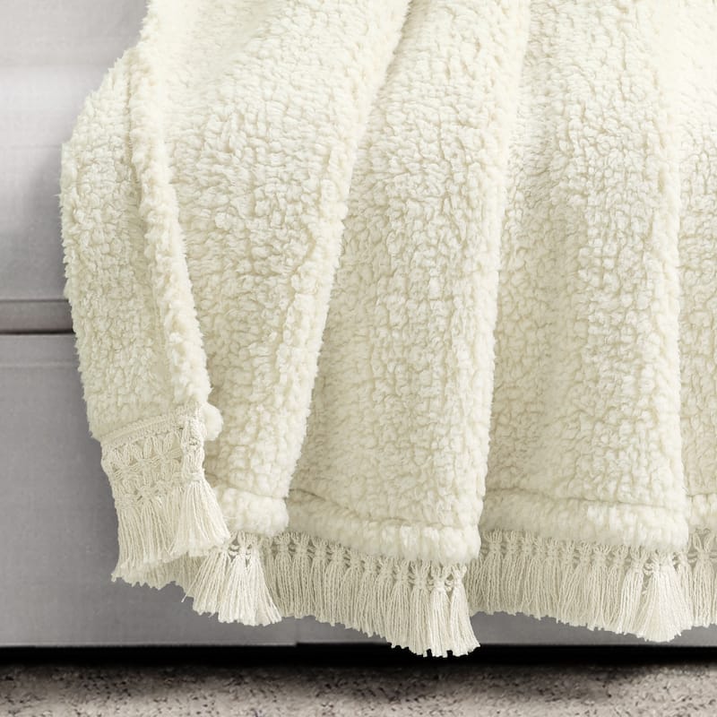 Lush Decor Sherpa Tassel Fringe Throw Blanket