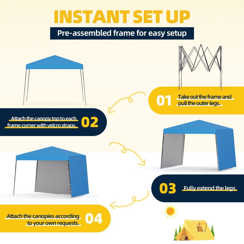 10x10 FT Pop-Up Canopy with 2 Sidewalls - Heavy-Duty Waterproof, UV-Resistant Tent for Outdoor Events, Markets & Gatherings
