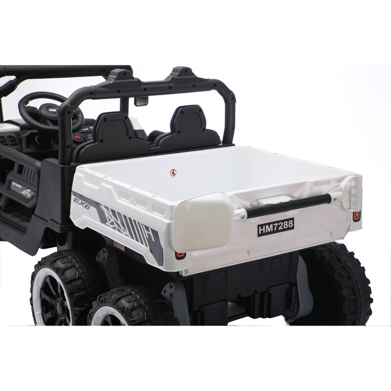 24V 2 Seater Ride on Dump Truck, 4WD 6-Wheel Ride on Toys with Remote Control, Ride on UTV Car with Electric Dump Bed