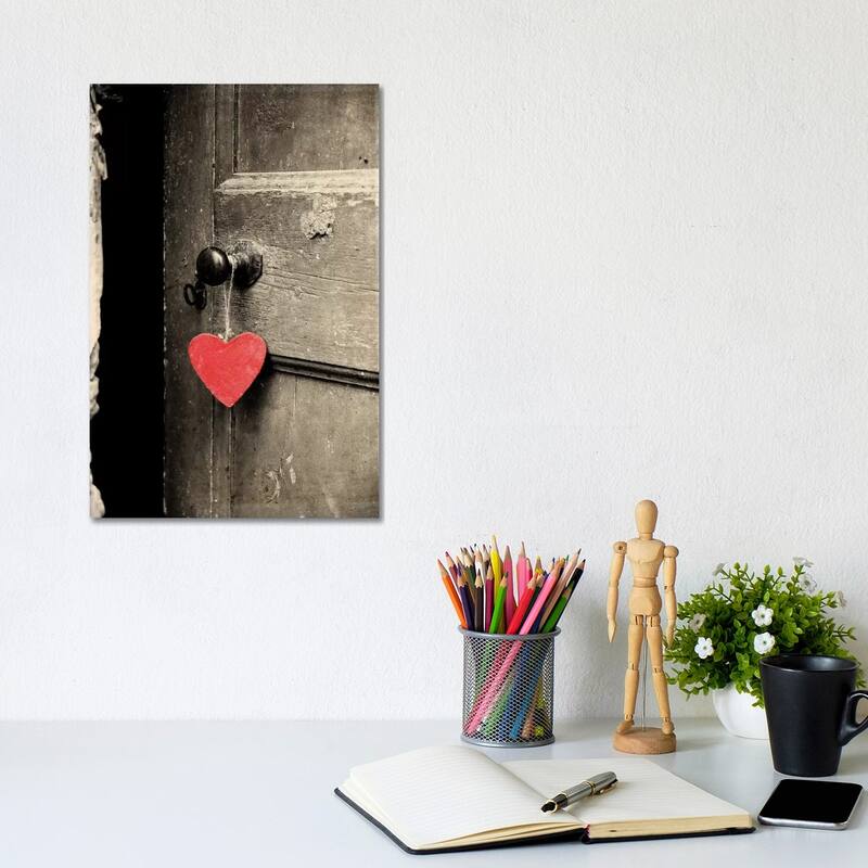 iCanvas "Antique Door With Red Heart" by Tom Quartermaine Canvas Print - 12x8x0.75