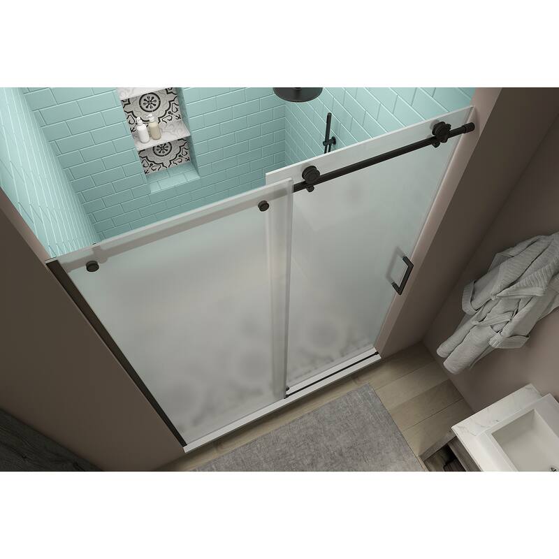 Coraline XL 60 - 64 in. x 80 in. Frameless Sliding Shower Door with Ultra-Bright Frosted Glass