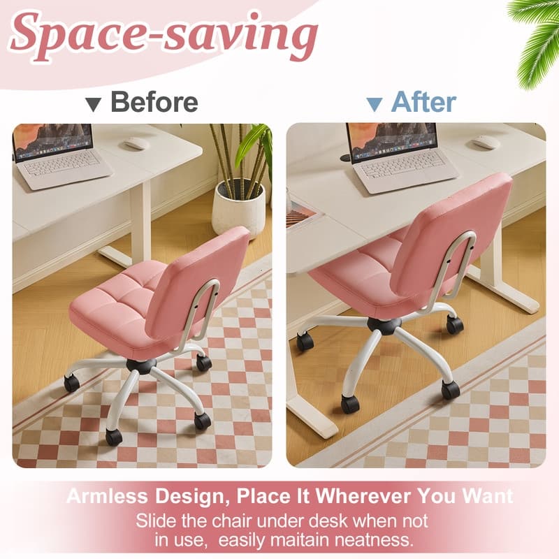22.1 Inch Upholstered PU Lattice Swivel Office Chair