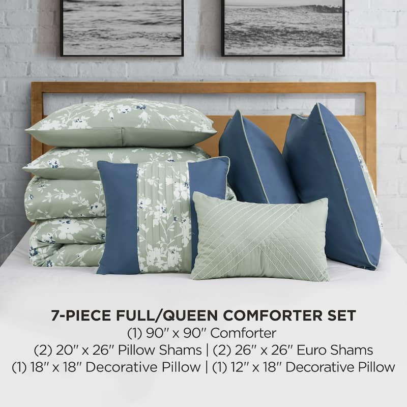 Lucky Brand Fianna Reversible Floral Luxury Comforter Bedding Set