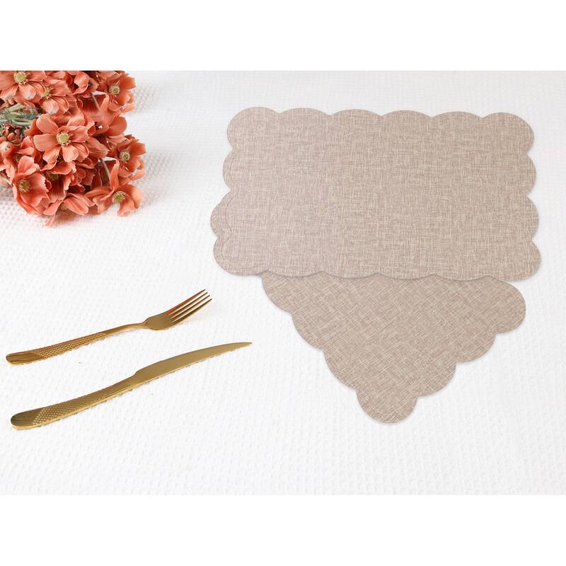 Placemats Set of 6 Ruffle Placemats for Kitchen Dining Table Decor Heat Resistant Table Placemats Wipeable Table Mat - 18*12in