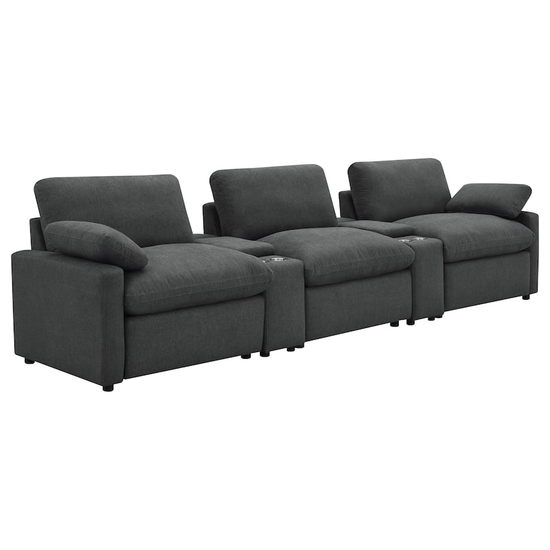 Collins 5-Piece Power Reclining Home Theater Seating - 150"W x 40"D x 38"H - Dark Grey