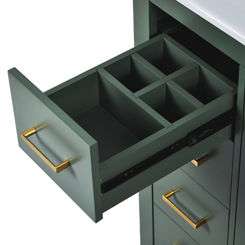 GDFStudio - Montvale Modern Freestanding Bathroom Vanity with Ceramic Sink and 3 Storage Drawers & Soft Closing Doors - 30'W