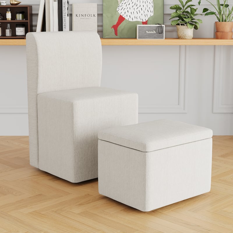 Two Piece Set Of Wheeled Dining Chairs, Modern Rolling Dining Chairs, Footstools With Wheels