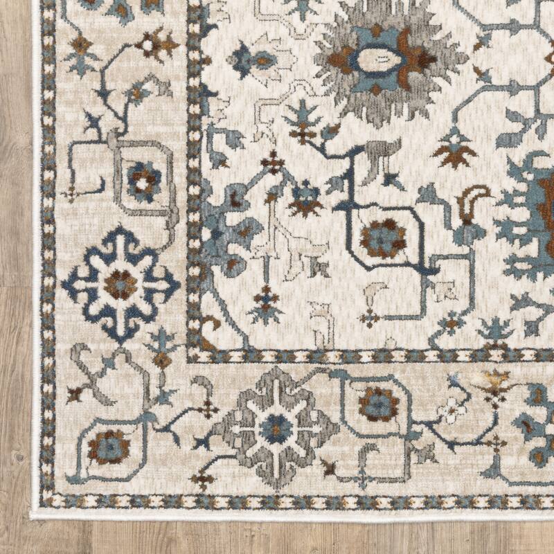 Style Haven Everly Traditional Inspirations Ivory/ Blue Area Rug