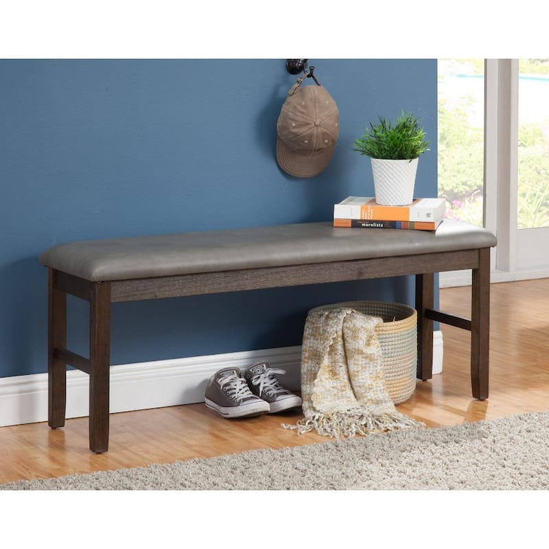 Rubberwood Dining Bench With Padded Upholstery Brown