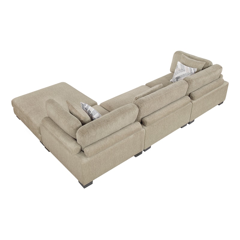 Abbeville Microfiber 4-Piece Modular Sectional with Ottoman