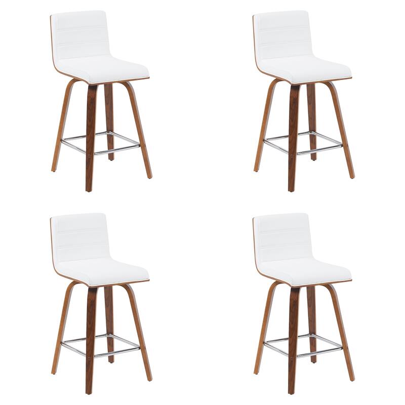 Skara Mid-Century Swivel Counter Stool, Upholstered Counter Height Chair with Bentwood Legs
