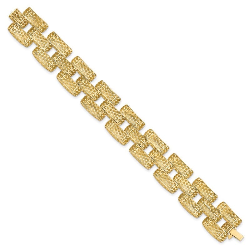 Curata Italian 14k Yellow Gold 7.5" 18.25mm Panther Link Stampato Bracelet - 18.25mm x 7.5"