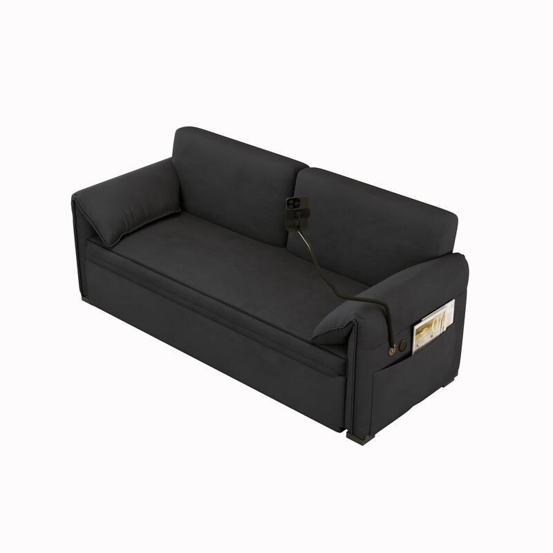 Convertible 63-inch Velvet Sofa Bed with Three Adjustable Modes - Comfortable Sofa, Lounge, and Double Bed for Home or Office
