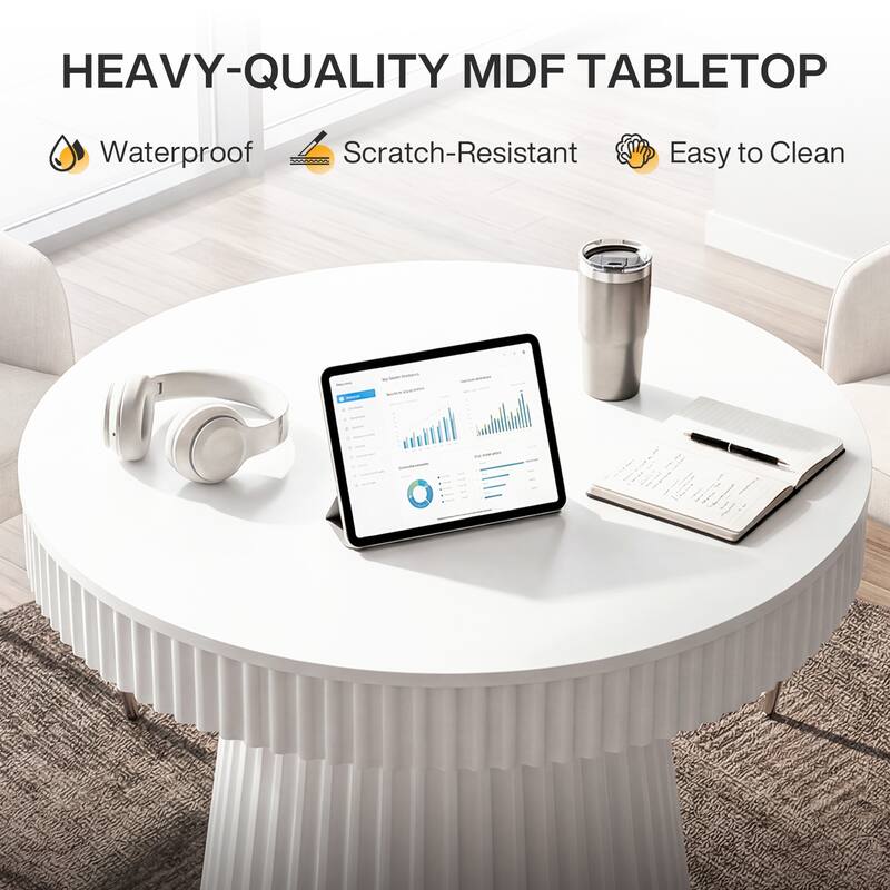 Round Conference Table, Modern Small Meeting Table, Discussion Office Table for Home Office, Breakroom, Negotiation