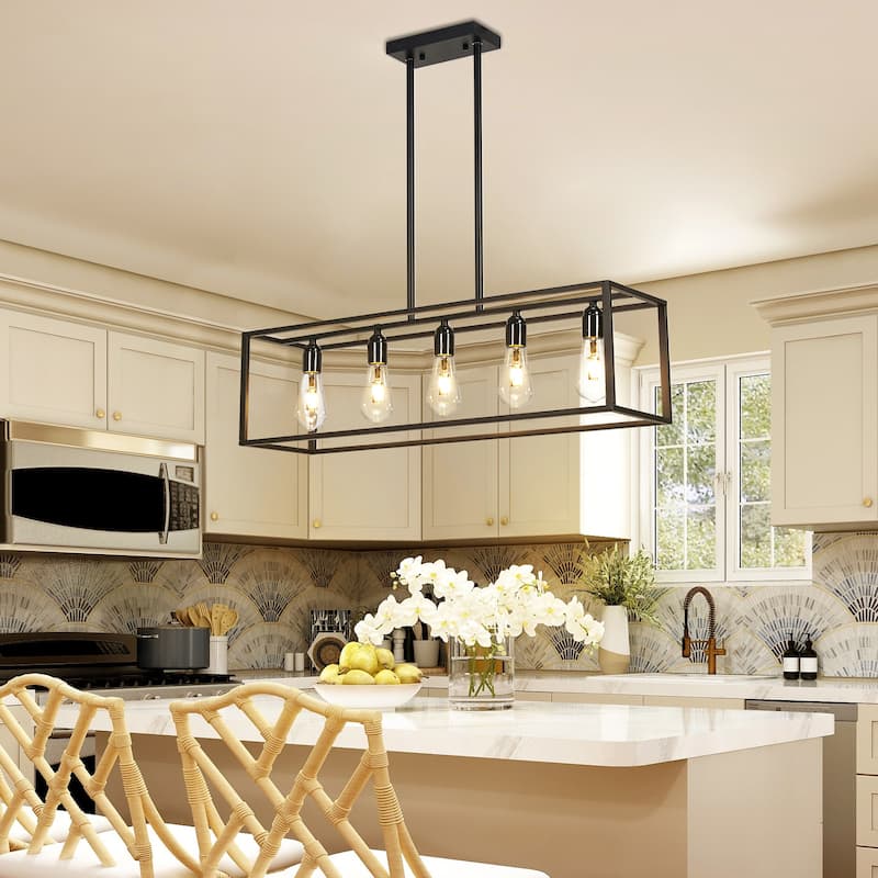 Farmhouse Pendant Chandelier 5 Light Dining Room Light Fixture Island Lighting