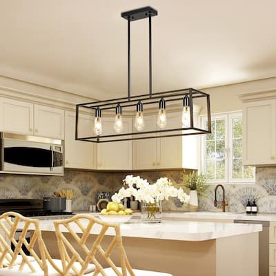 Industrial 5-Light Metal Steel Cage Ceiling Lamp