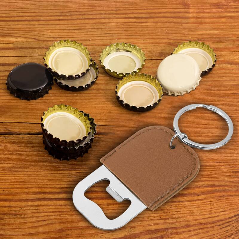 24Pcs Leather Bottle Opener Key Chain, Bottle Opener Keychain - Brown