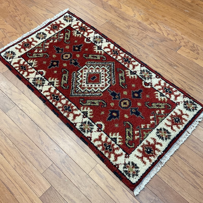 HERAT ORIENTAL Handmade Kazak Wool Rug - 2'2" x 4'