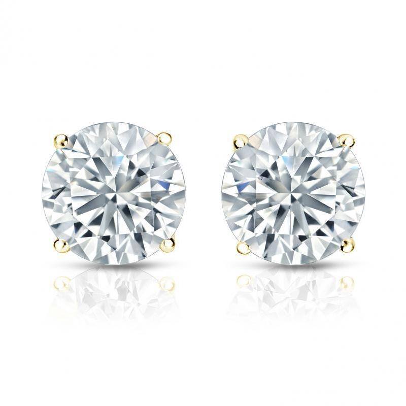 Auriya 14k Gold Round Diamond Stud Earrings 1 3/4ctw Certified