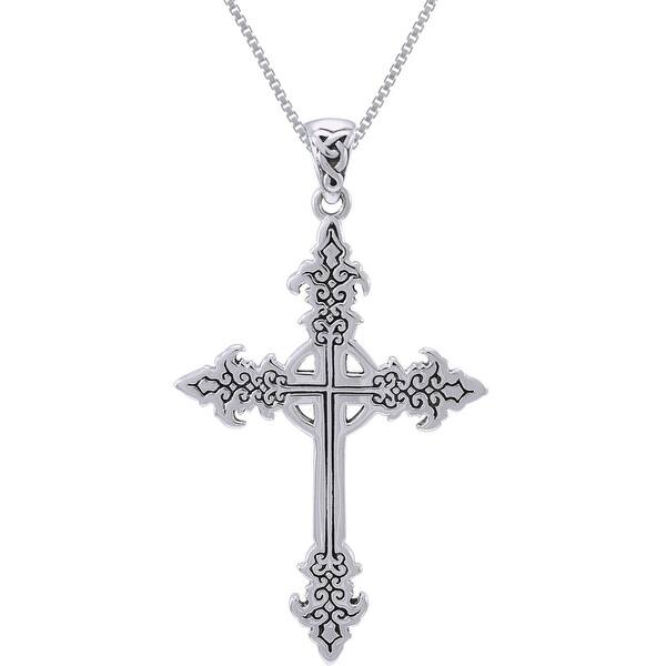 Shop Sterling Silver Gothic Celtic Cross Necklace Overstock 10059756
