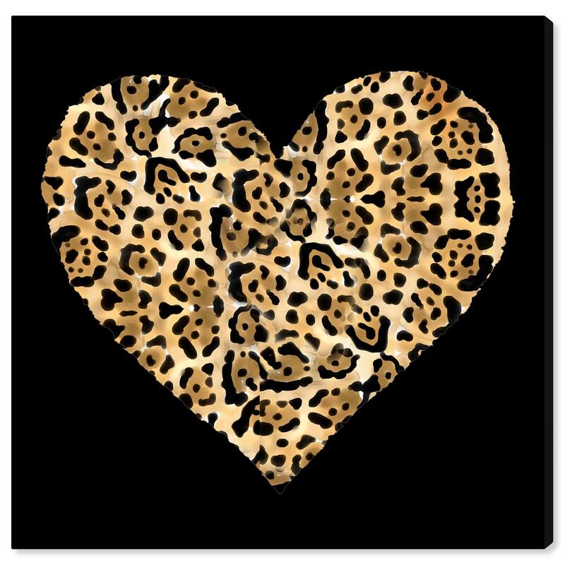 Wynwood Studio Canvas Fashion and Glam Heart Cheetah Print Gold and Metallic Gold Glam Wall Art Canvas Print