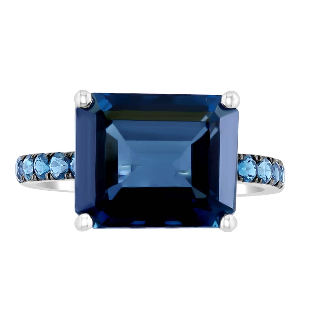 EFFY 14K Gold ,London Blue Topaz Emerald Cut Ring