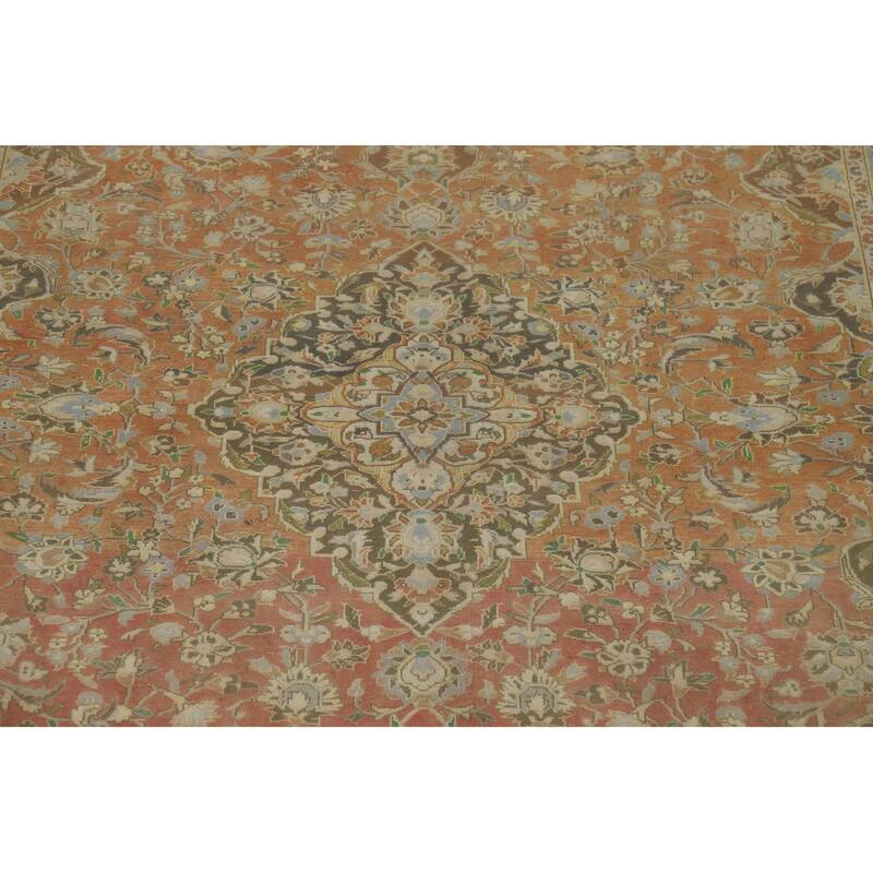 Traditional Kashan Vintage Persian Area Rug Handmade Wool Carpet - 9'3" x 13'0"