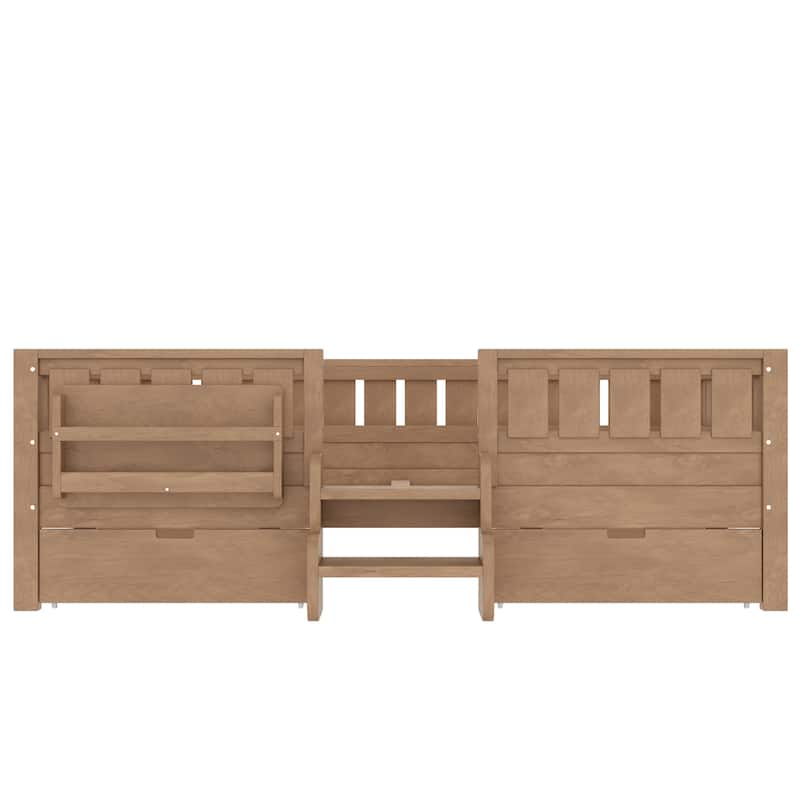 Multiple Colors Toddler Montessori Bed Children's Platform Bed with Low Profile Stairs, Built-in Bookshelf and Storage Drawers