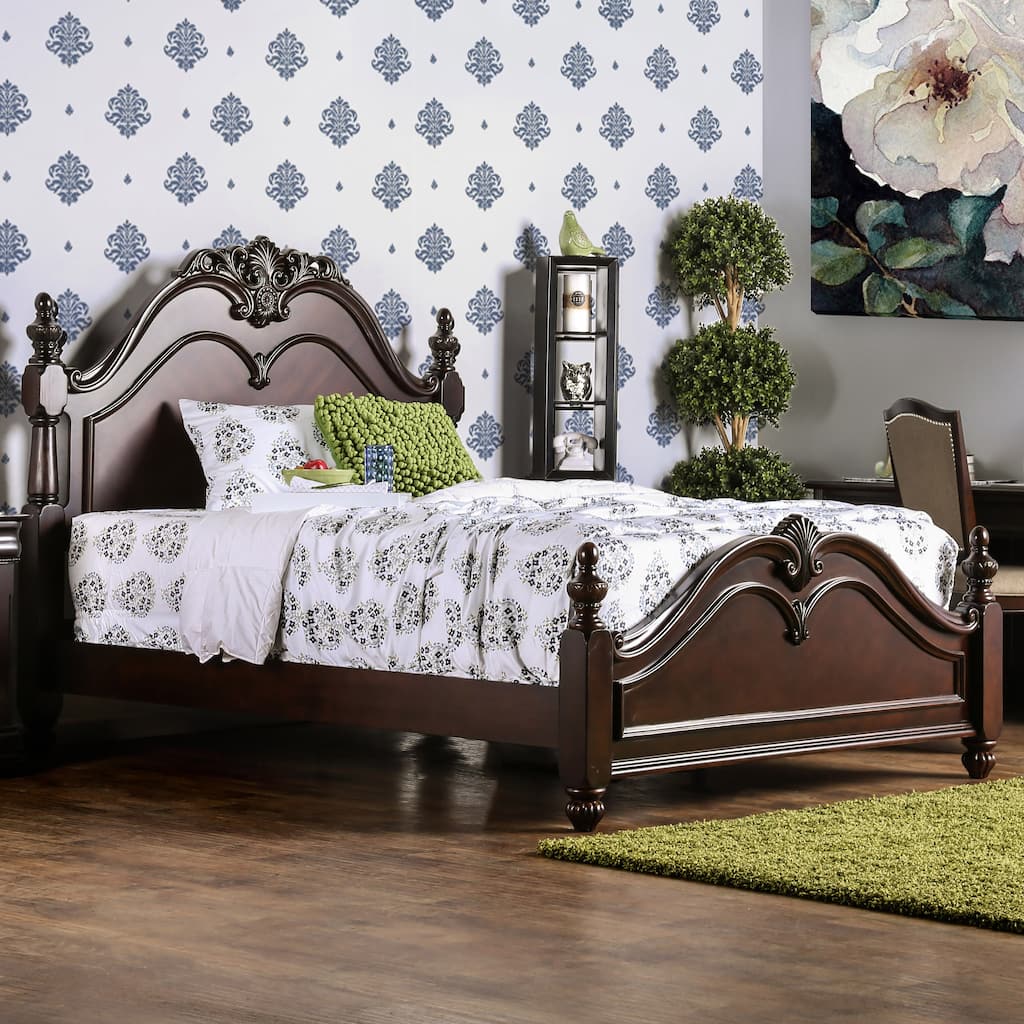 Furniture of America Diva Cherry Solid Wood Four Poster Bed