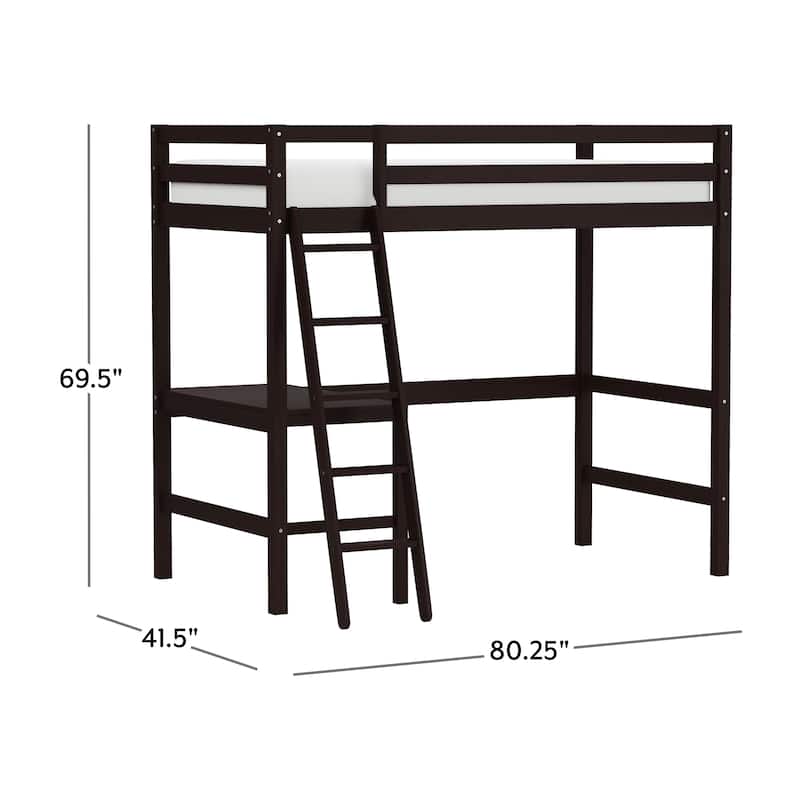 Hillsdale Caspian Wood Twin Loft Bed with Desk