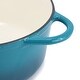 preview thumbnail 5 of 6, 6.35 Quart Enameled Cast Iron Double Handle Dutch Oven Self Basting Lid in Ice Blue
