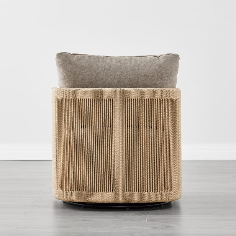 Spruce & Spring Modern Boho Braid Swivel Accent Chair with Hand-Woven Paper Cord Arm