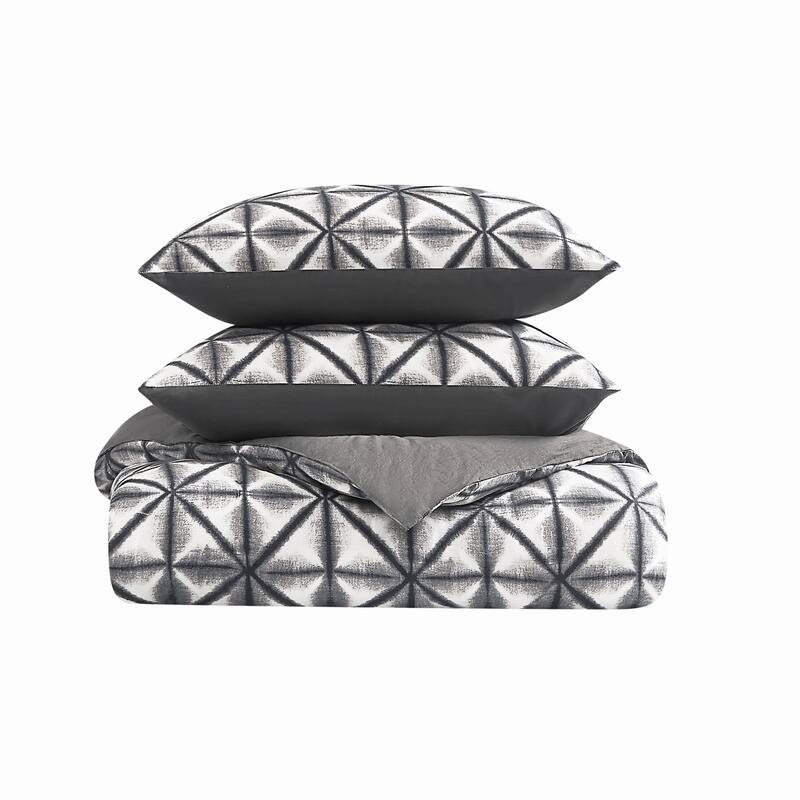 Vince Camuto Classic Shibori 3 Piece Duvet Cover Set - King