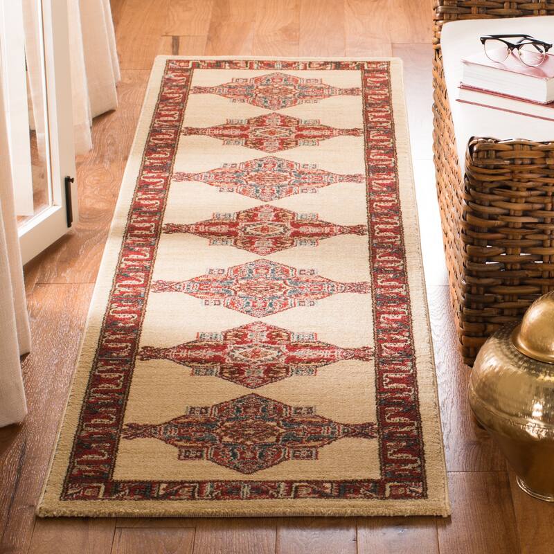SAFAVIEH Mahal Doreen Traditional Oriental Rug - 2'2" x 8' Runner - Creme/Red