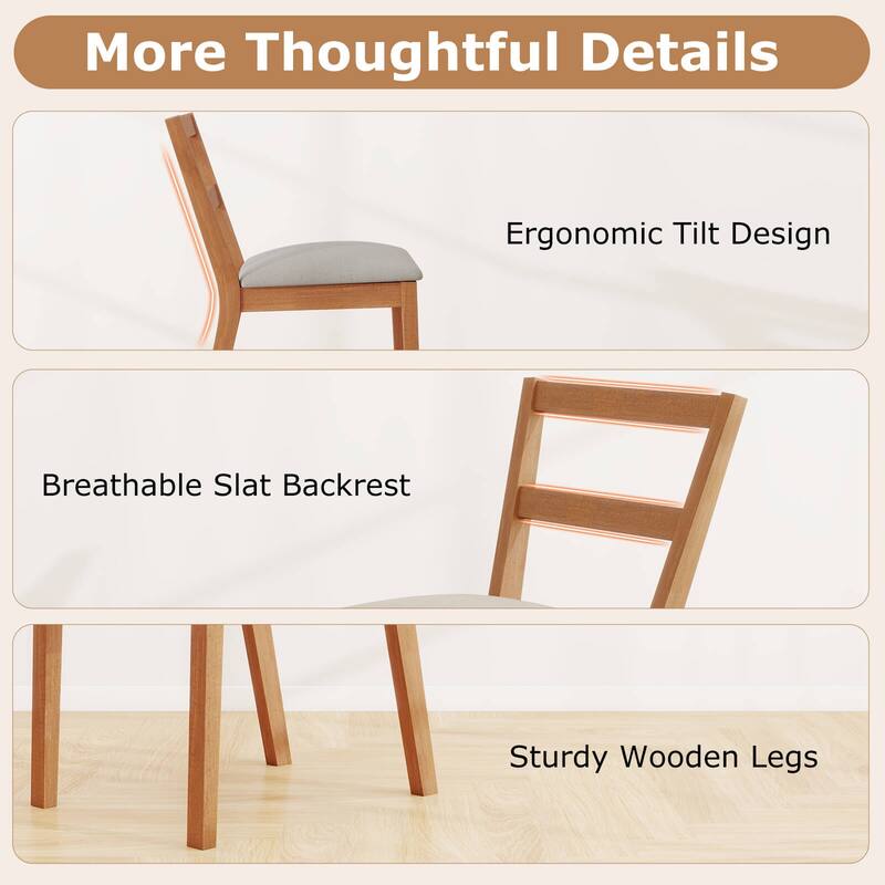 Costway Wooden Dining Chair Set of 2/4 Upholstered Seat & Breathable