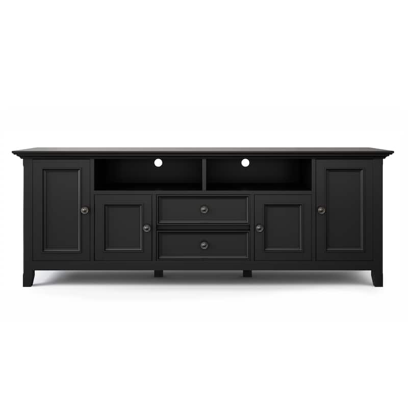 WYNDENHALL Halifax 72 inch Wide Solid Wood Transitional TV Stand - 72"w x 19"d x 26" h