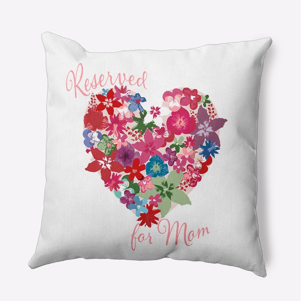 Reserved for Mom Heart Bouquet Mother's Day Indoor/Outdoor Throw Pillow