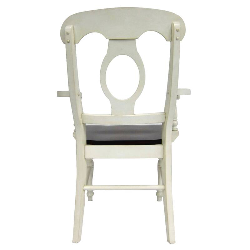 Coastal Dining Chairs Set of 2 - Armchairs, Antique White & Chestnut Brown Wood