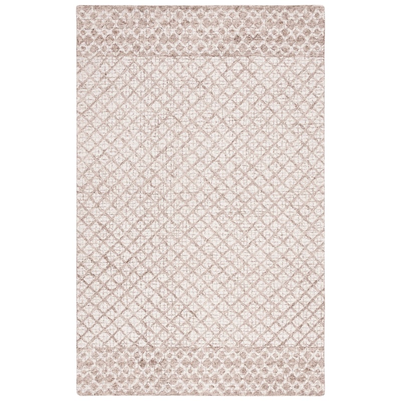 SAFAVIEH Handmade Abstract Suhad Modern Wool Rug - 6' Square - Ivory/Brown
