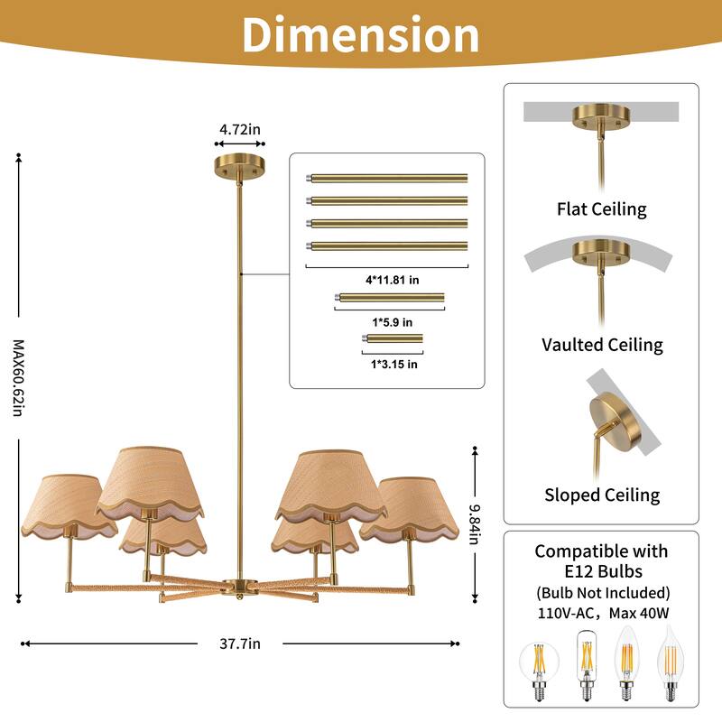 Starsky 6-Light Large Handmade Natural Rattan Boho Wagon Wheel Chandelier