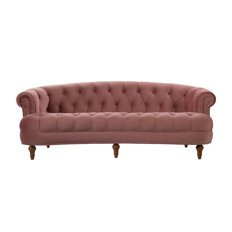 La Rosa 84" Mid-Century Modern Velvet Upholstered Chesterfield Tufted Sofa