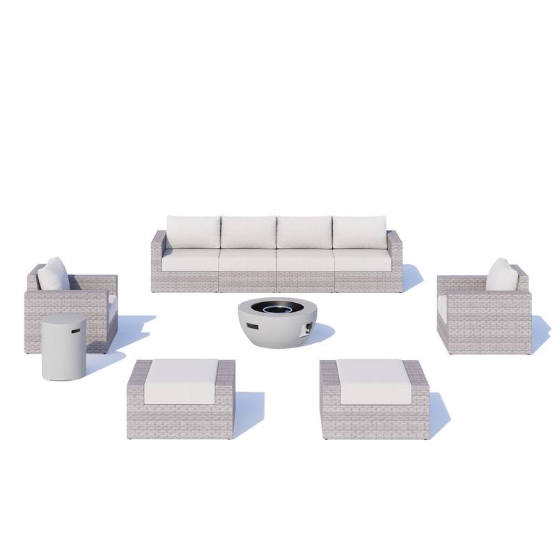 Avalon 10-Piece Fire Seating Set - Light Gray